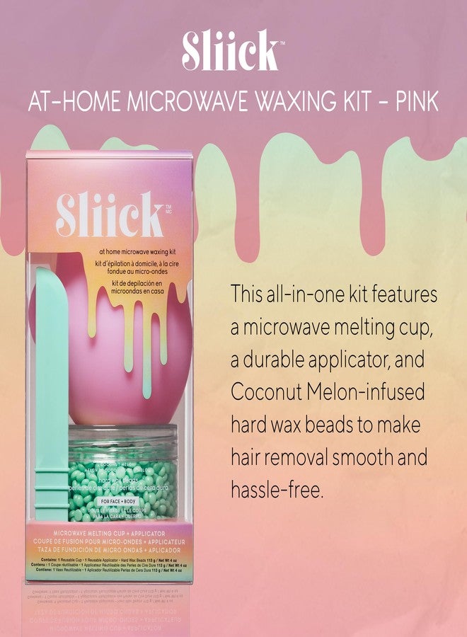 Sliick At Home Waxing Kit for Women, Pink – Coconut Melon, Hard Wax Kit for Hair Removal, Microwave Melting Cup, Applicator & Beads, At Home Wax Set - Image 3